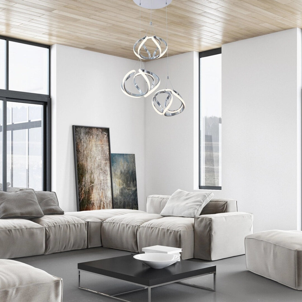 Lampada a sospensione LED moderna Rabalux Palmira 50W cromo Ø50