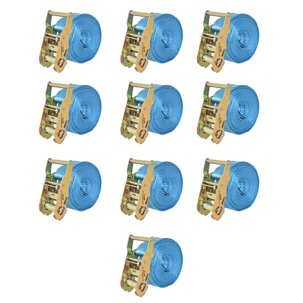 Confezione da 10 cinghie di fissaggio a cricchetto 10 pezzi 2 tonnellate 6 m x 38 mm blu 02_0003538