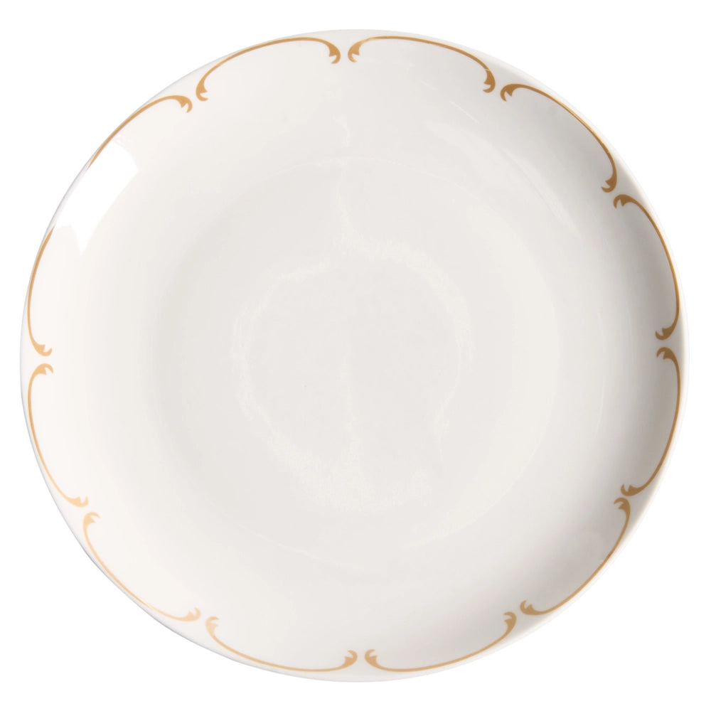 Set da 24 pezzi di stoviglie in porcellana con bordi decorativi finitura smalto trasparente bianco e oro per cucina e sala da pranzo