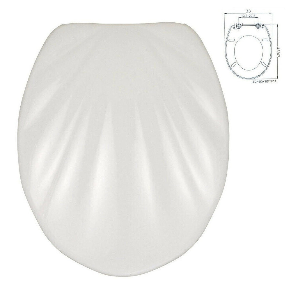 Trade Shop - Sedile Copriwater Universale Conchiglia Copri Wc Water In Legno Mdf 19" 52998 -        3,5