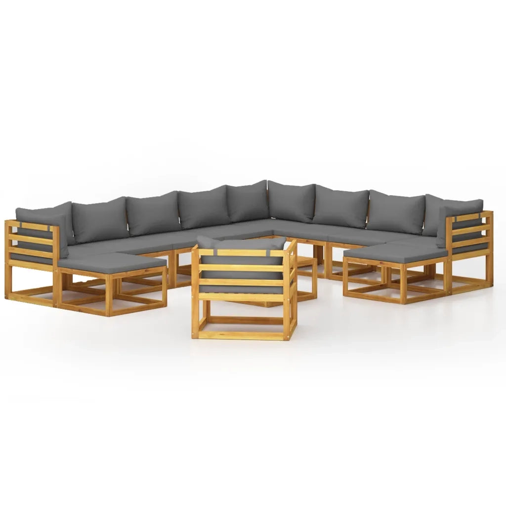 Set Divani da Giardino 12 pz con Cuscini in Massello di Acacia cod mxl 40770