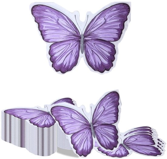 Serviette da tavola 40 pezzi - Farfalla viola - 2 strati carta - 24x24cm - Tema animali - Decorazione da tavola - Decorazione per compleanni - Decorazione per feste