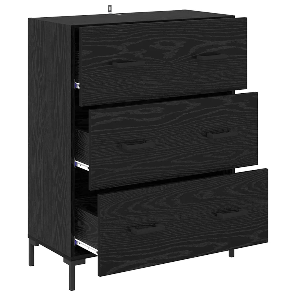 Credenza con Cassetto-Buffet-Armadio da cucina Rovere Nero 69,5 x 34 x 90 cm 841204