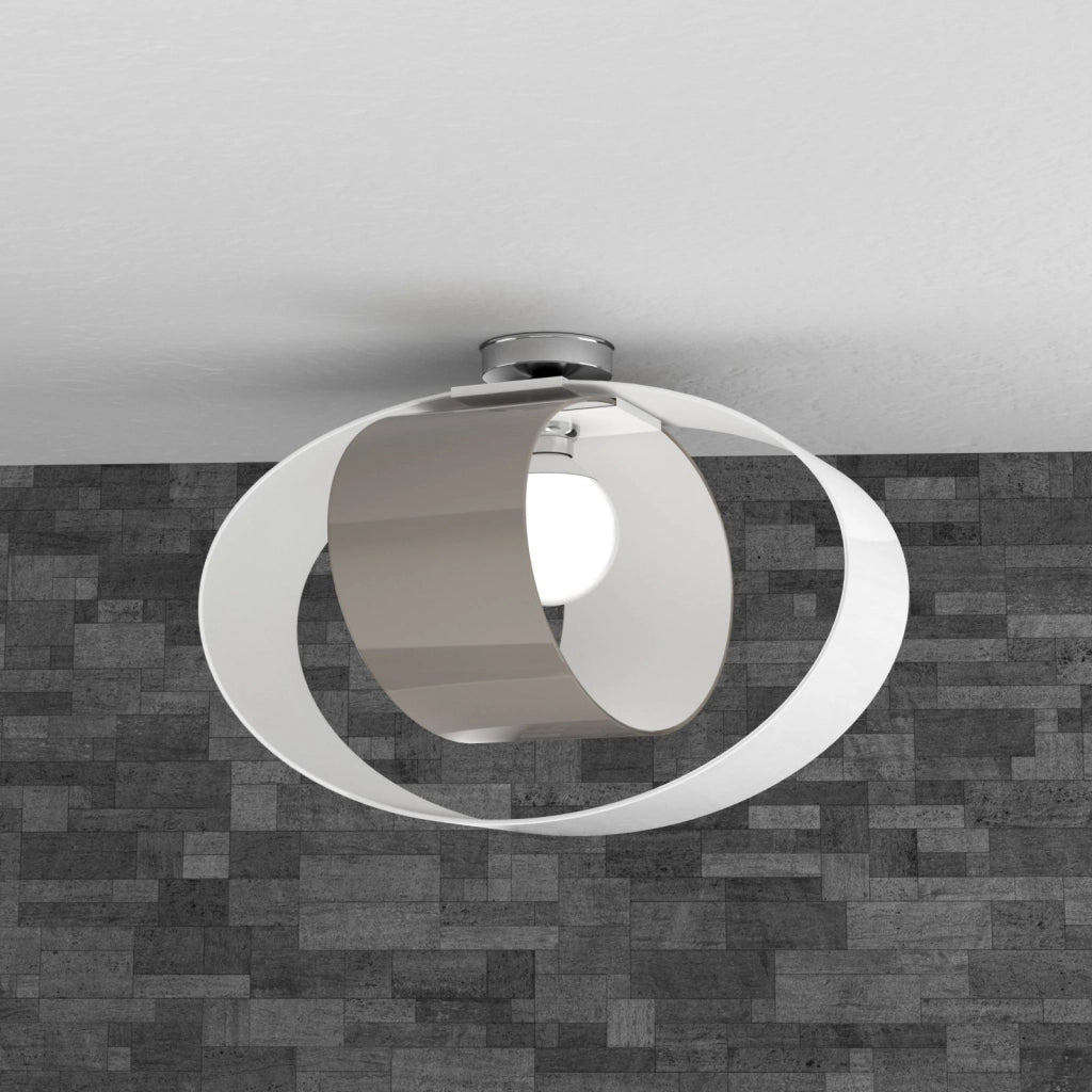 LAP PLAFONIERA D.55 CM. 1 LUCE TORTORA (VETRO INTERNO 1 LUCE TORTORA ED ESTERNO 1 LUCE BIANCO) 1146-PL55-TO