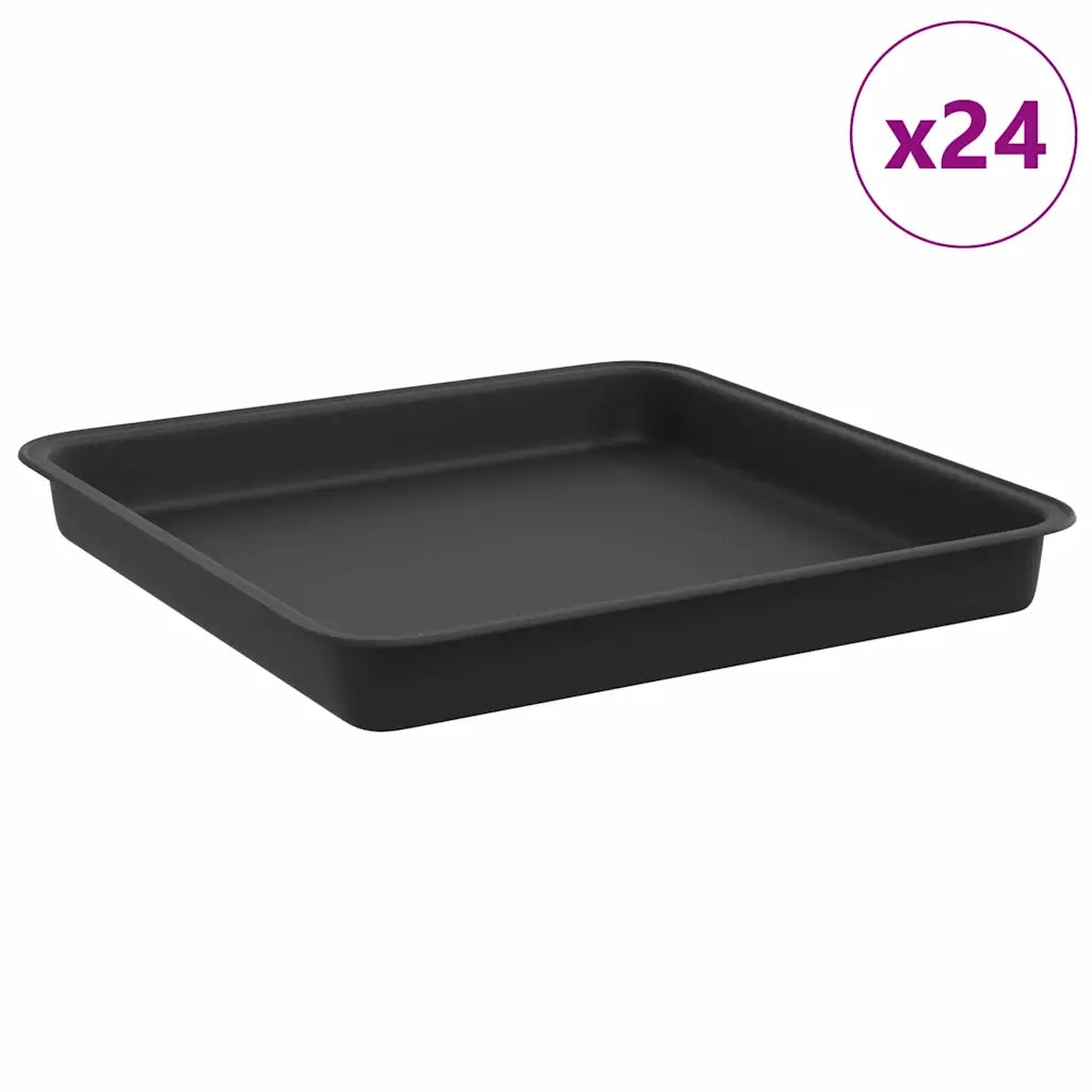 Vassoio Quadrato per Fiori 24 pcs Nero 18 x 18 x 2 cm Plastica 42020374