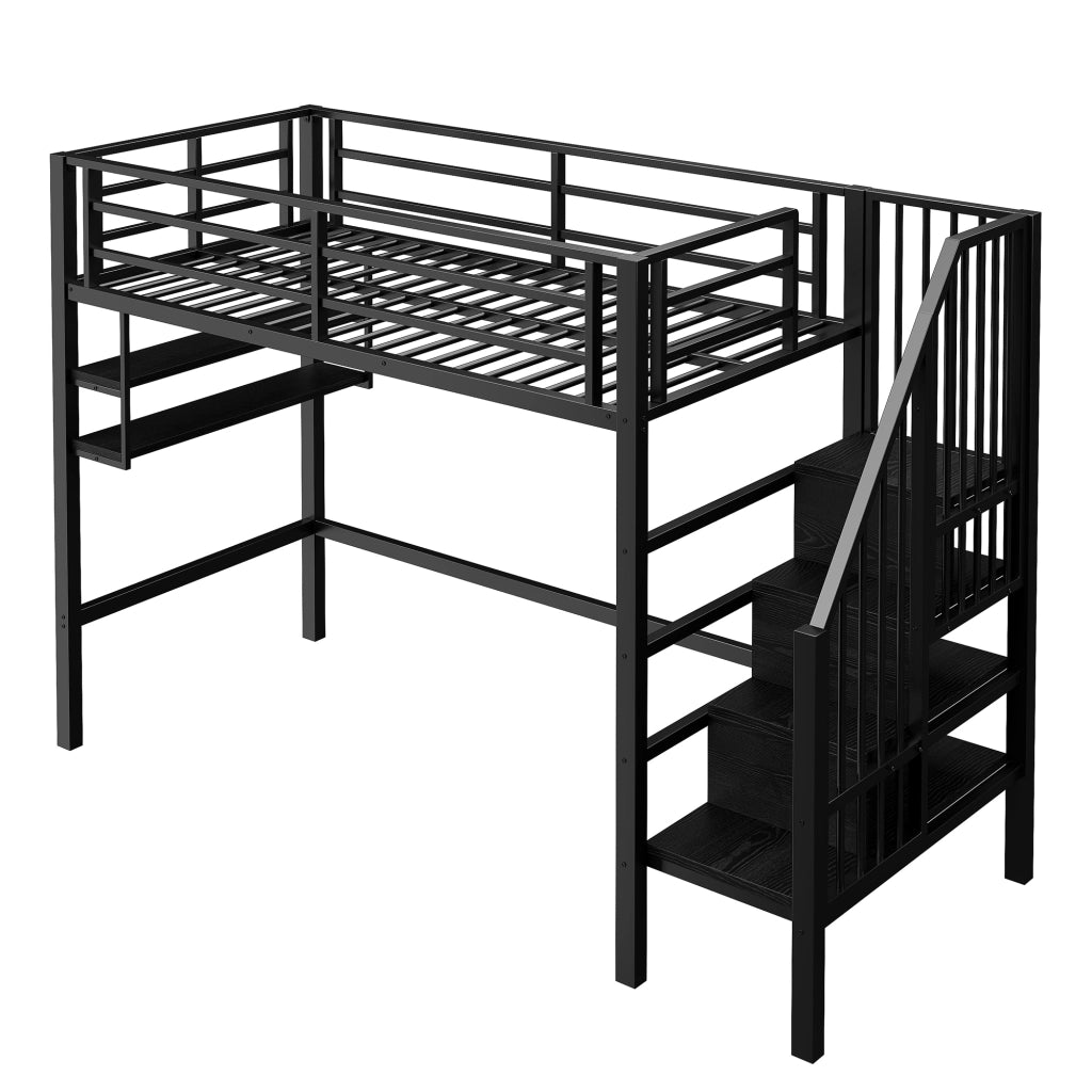 Letto a castello nero in metallo con funzione contenitore 90x200 cm