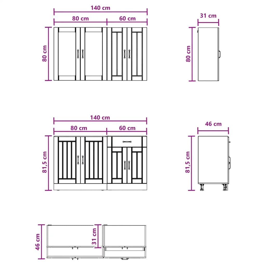 Unità Cucina LUCCA 4 pcs Sonoma grigio Legno ingegnerizzato 3438321