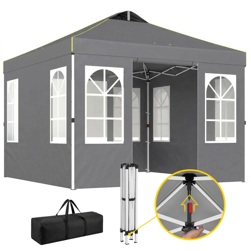 Tenda da giardino pieghevole 3x3 m con UPF50+ ¨C zephmum ¨C grigio scuro