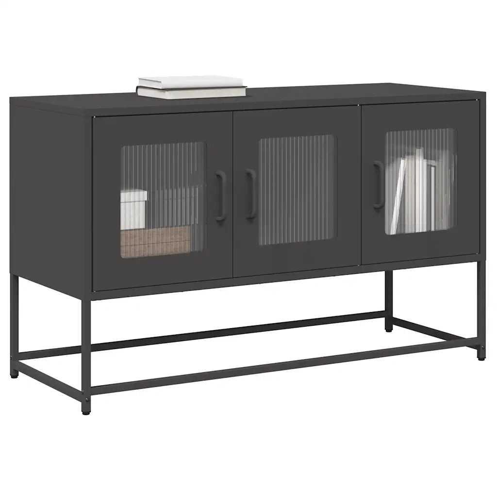 vidaXL Mobile TV Nero 100,5x39x60,5 cm in Acciaio Laminato a Freddo