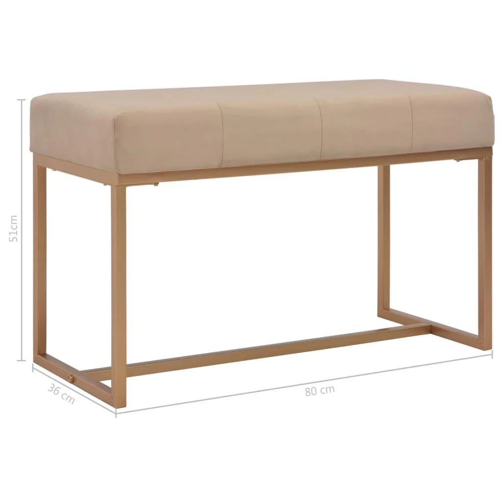 Panca pouf sgabello arredo panca 80 cm velluto beige 3002049