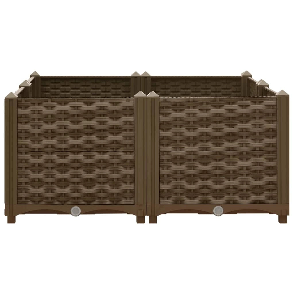 Fioriera rialzata per piante e fiori giardino 80 x 80 x 38 cm polipropilene marrone 02_0000957