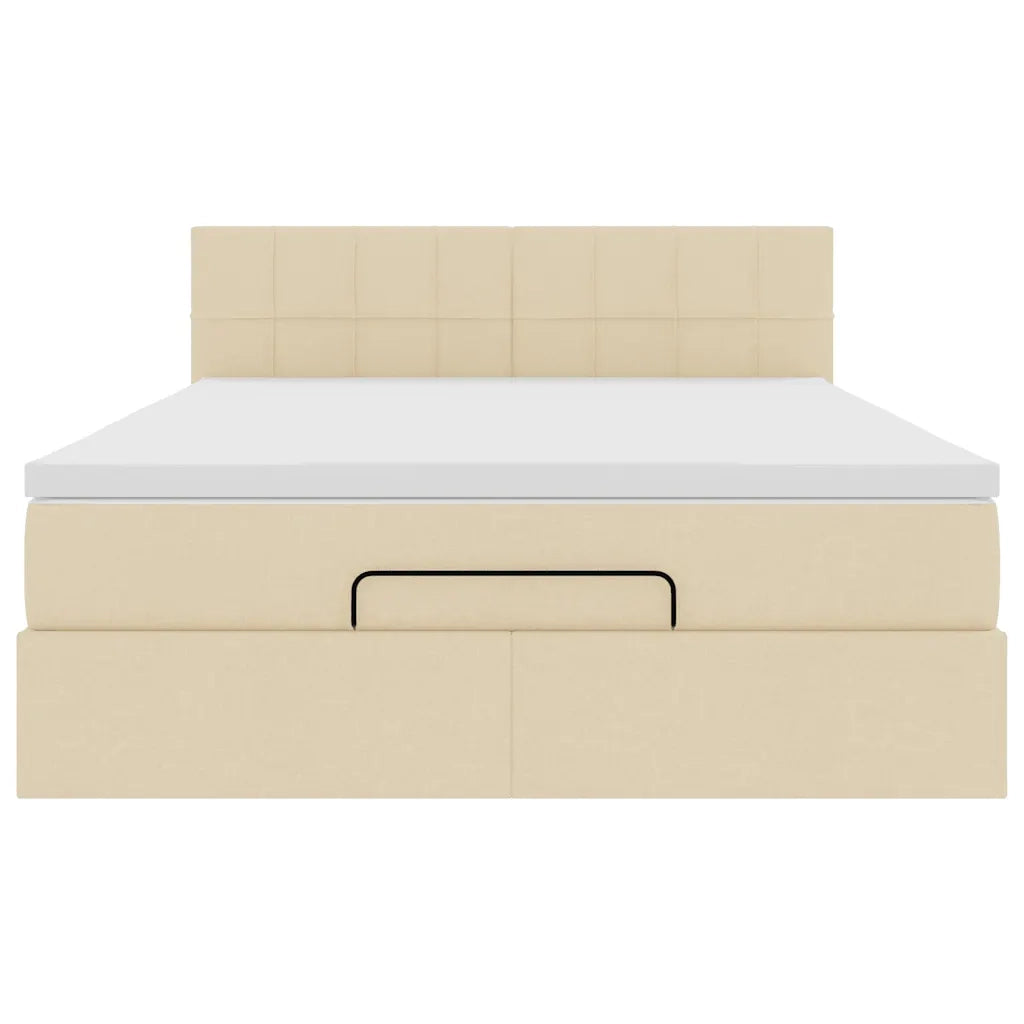 Pouf Letto con Materasso Crema 140x190 cm in Tessuto
