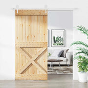 Porta scorrevole Naturale e Bianco 95 x 210 cm