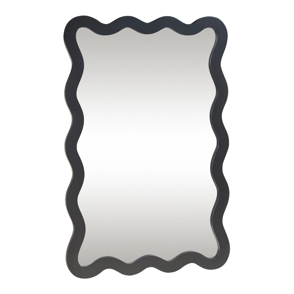 Specchio Ondulato da Parete Koster Montaggio Verticale e Orizzontale 90x60 cm Nero [en.casa]