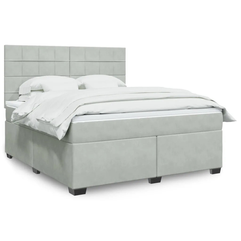 Giroletto a Molle con Materasso Grigio Chiaro 180x200cm Velluto 3293278
