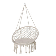 Sedia sospesa rotonda ¨C zephmum ¨C ?60 cm, corda di cotone, cuscino, 80x80x42 cm, beige