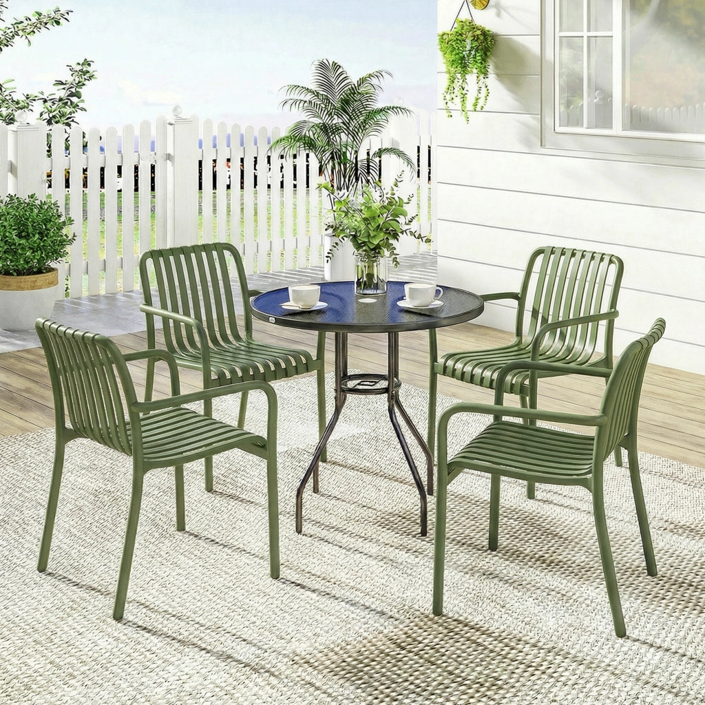 Sedia da Pranzo da Giardino Impilabile con Braccioli ¨C zephmum ¨C Grigio