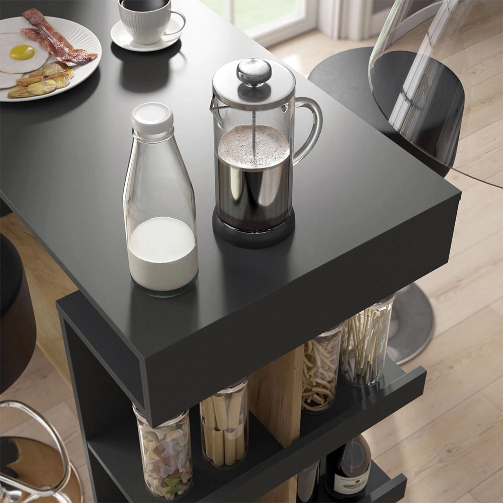 Vicco tavolo bar con sgabelli Antracite/quercia dorata 108 x 50 cm con 2 sgabelli da bar