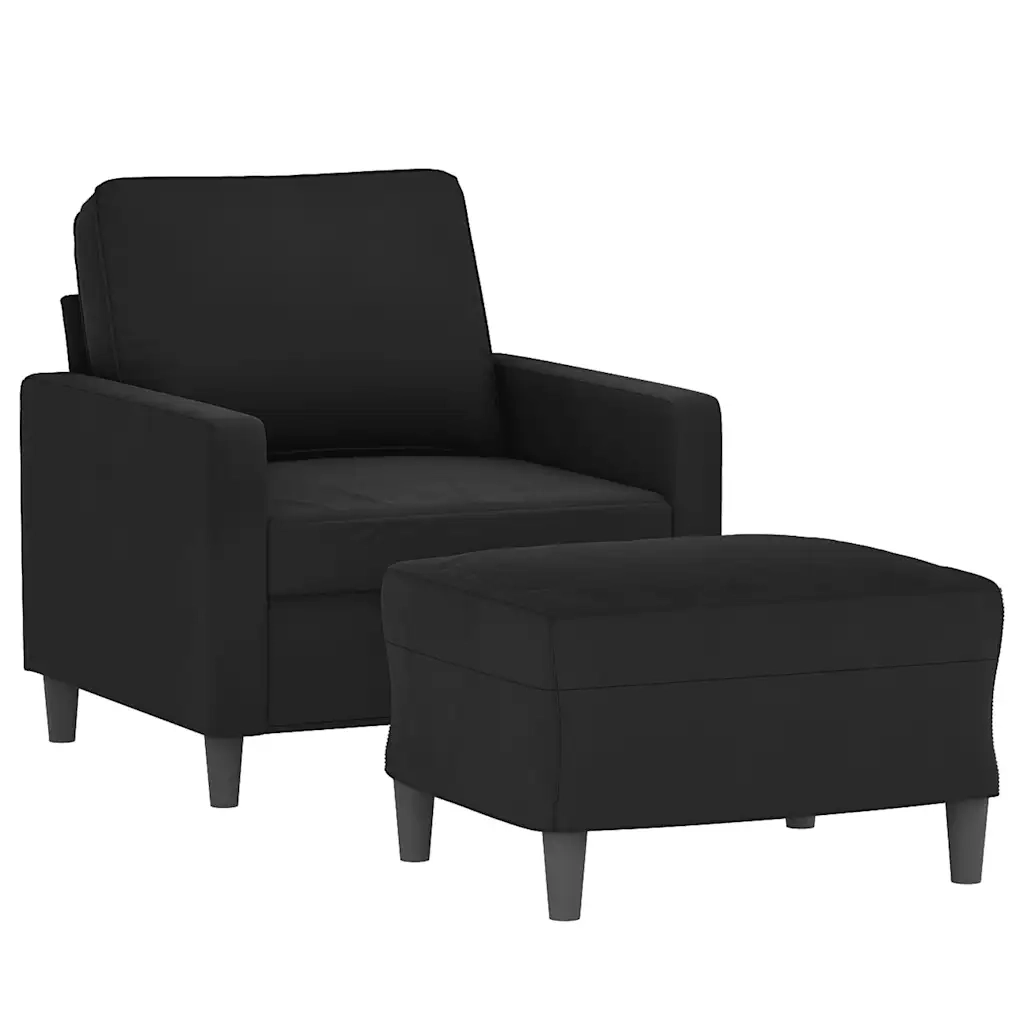Divano Sedia-Poltrona con Poggiapiedi Nero 60 cm in Velluto 861436