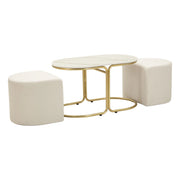 Set tavolo da caffe' con due pouf Relax oro