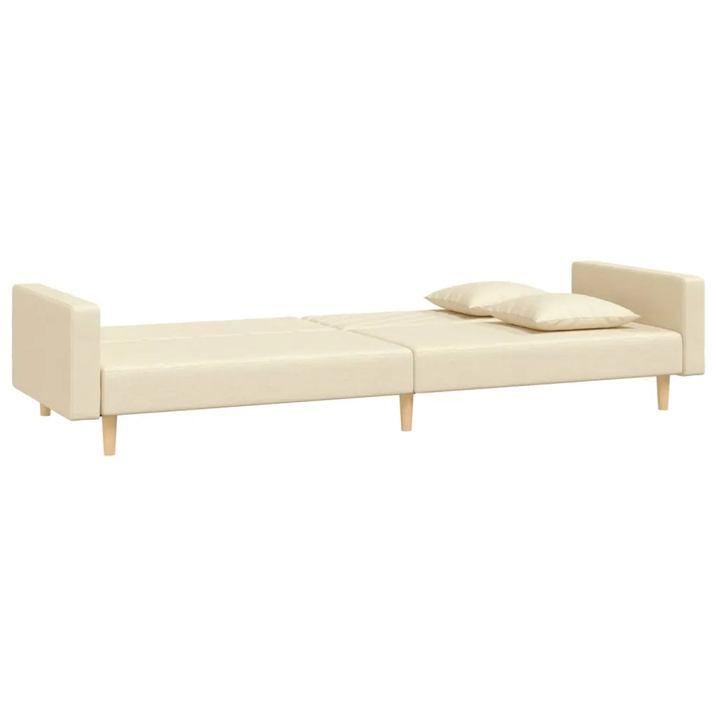 Divano letto | Sof¨¤ letto | Letto singolo a 2 Posti con 2 Cuscini Crema in Tessuto