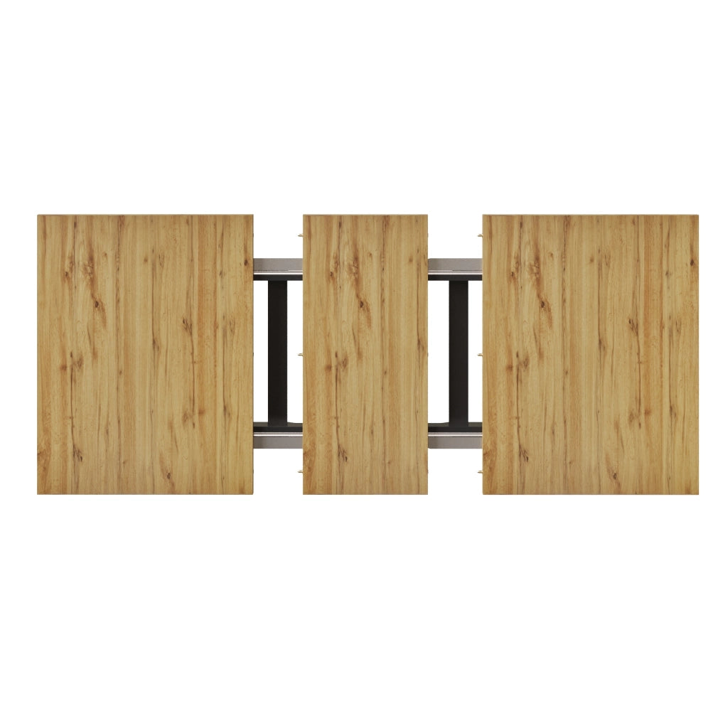 Tavolo sideboard 120-160x80x75 cm con piano estensibile e ripiani in MDF naturale