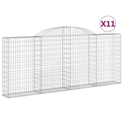 Cestini gabbioni recinzione a gabbia muro di contenimento ad arco 11 pezzi 300 x 30 x 120/140 cm ferro zincato argento 02_0040339