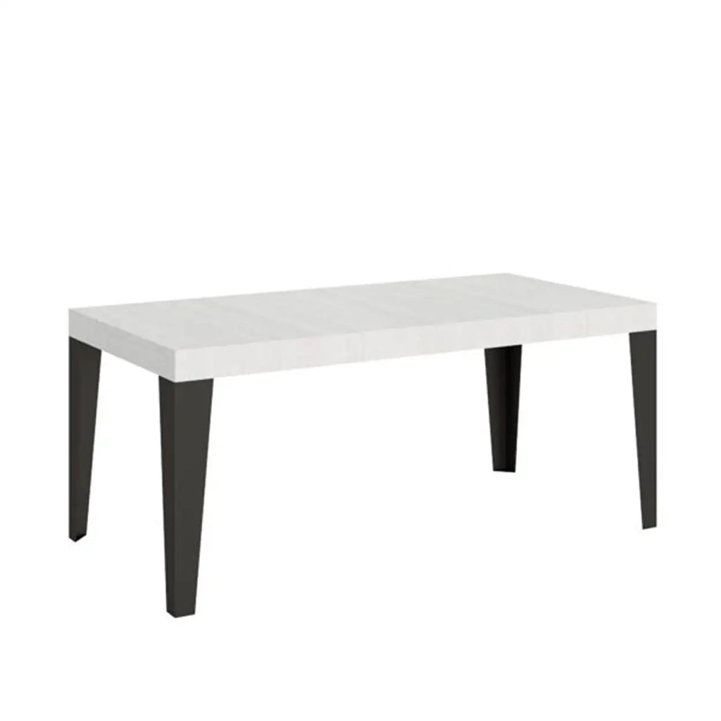 Tavolo allungabile 160/420x90 cm Flame colore bianco frassino gambe antracite