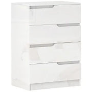 Cassettiera 4 Cassetti Moderna e Minimal in Legno, 60x40x85 cm, Bianco Lucido
