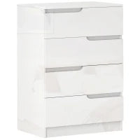 Cassettiera 4 Cassetti Moderna e Minimal in Legno, 60x40x85 cm, Bianco Lucido
