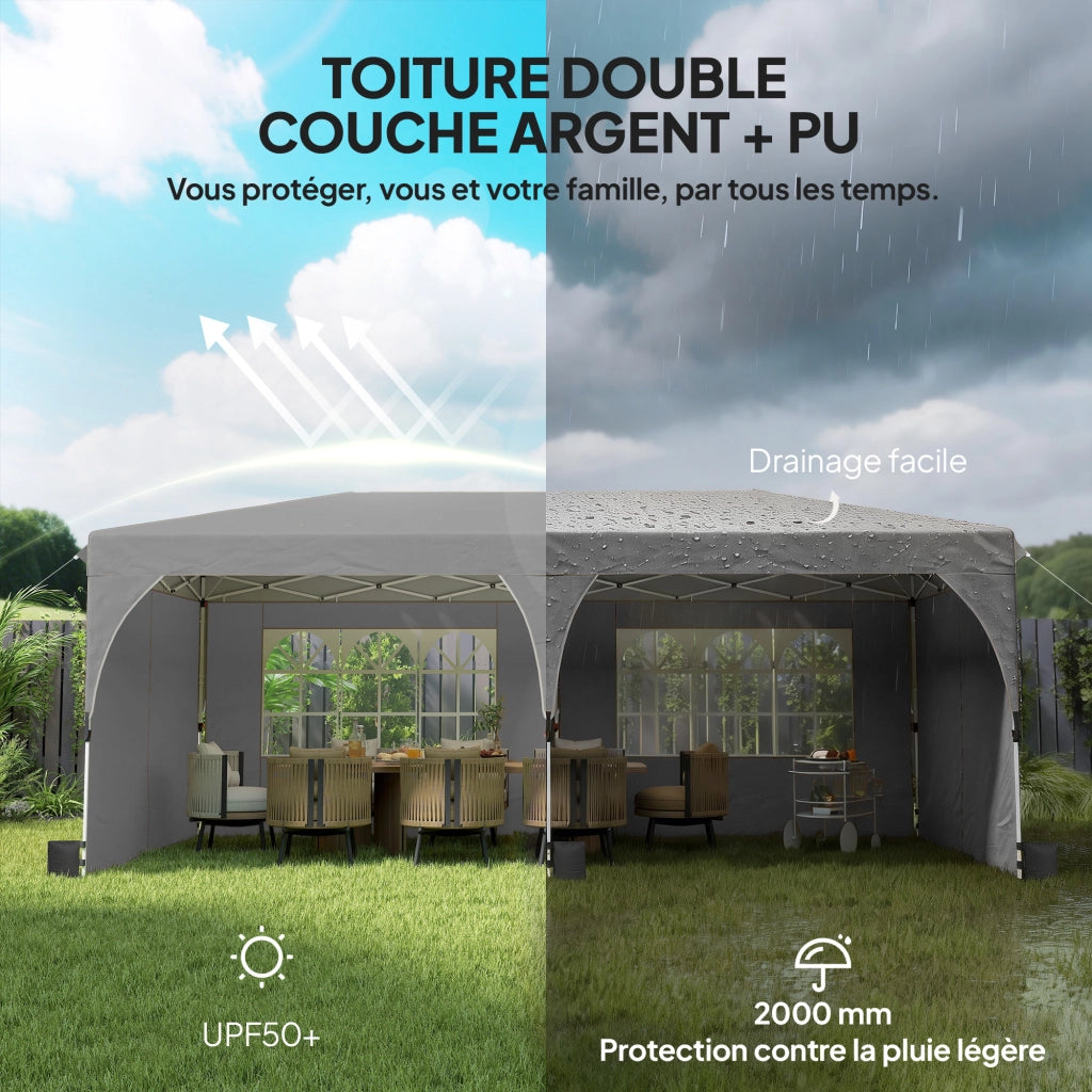 Tendone da giardino 3x6m pieghevole regolabile impermeabile UV50+ ¨C Zephmum ¨C Grigio