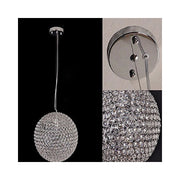 Trade Shop - Pendente Lampada Lampadario Sferico Tondo Chiuso Cristalli Soffitto Luce Led Design -