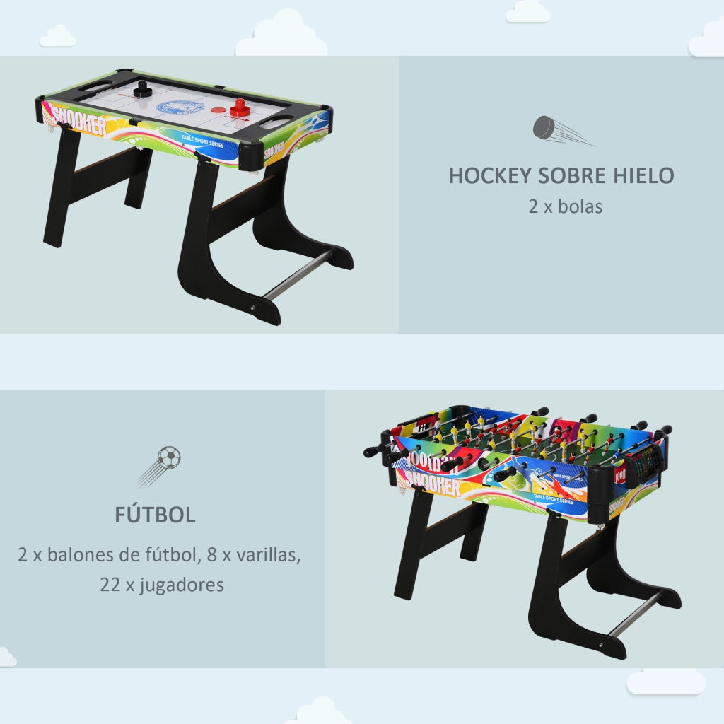 Tavolo Multigiochi Pieghevole con Calciobalilla, Hockey, Biliardo e Ping Pong ¨C zephmum ¨C 86.5x43.5x64 cm