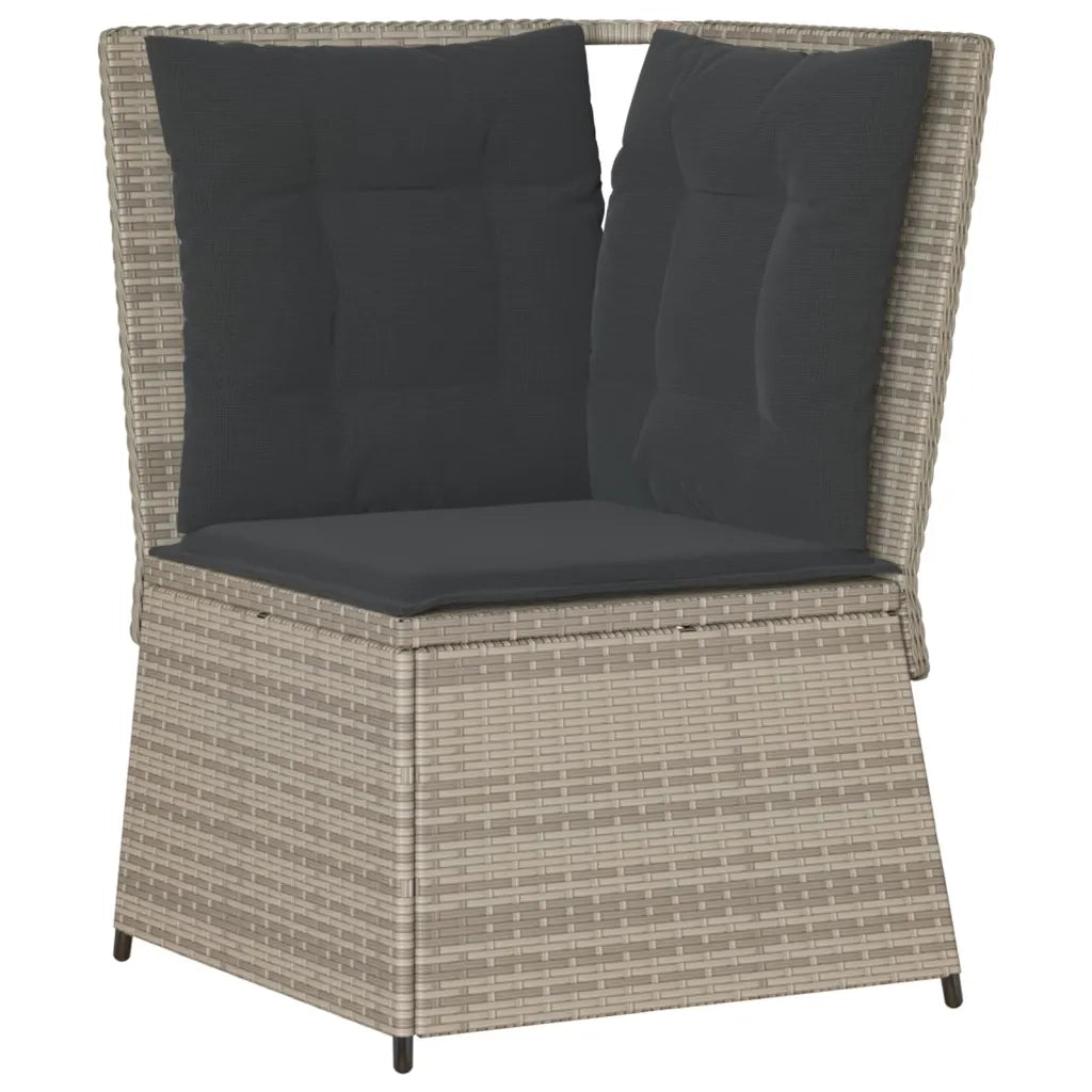 vidaXL Divano Angolare Giardino con Cuscini Grigio Chiaro Polyrattan