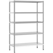SCAFFALE DA CUCINA A 5 LIVELLI REGOLABILI SU 13 ALTEZZE DIVERSE, IN ACCIAIO INOX, 91X40X139 CM, ARGENTO