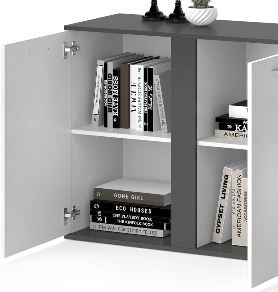 Credenza Novelli, Antracite, 40 x 80 cm con ante, adatto per riporre abiti e oggetti per la casa