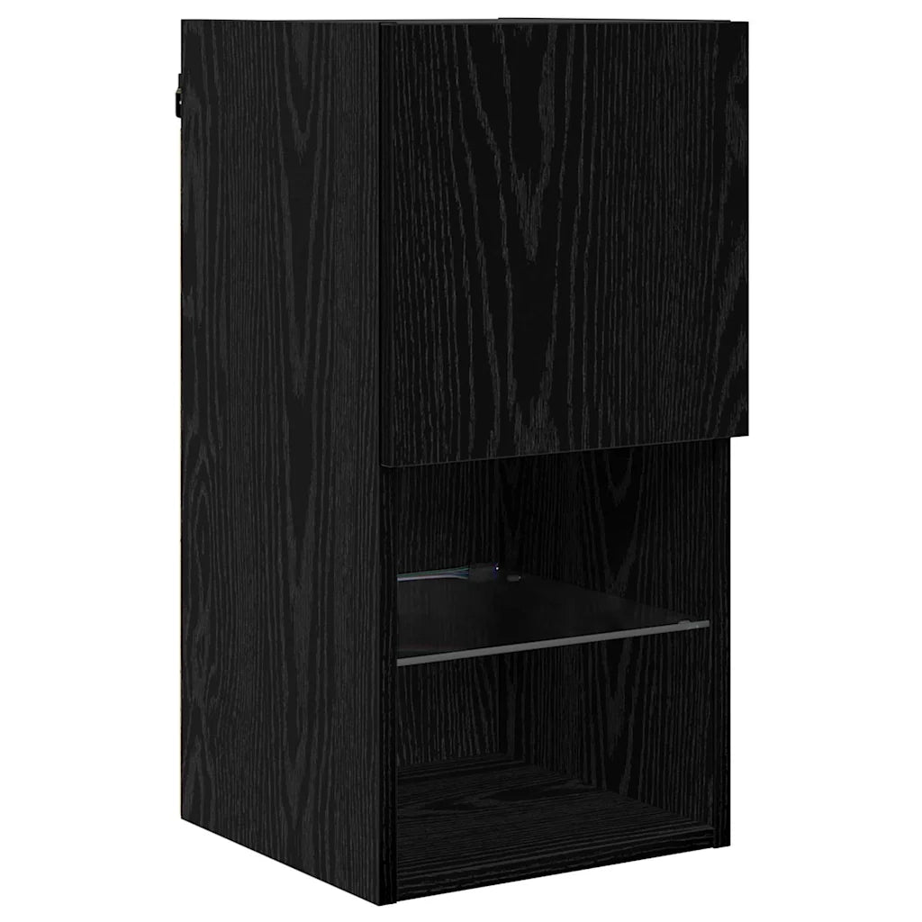 Unità a muro per TV con LED 6 pcs Rovere Nero Legno multistrato 3402964