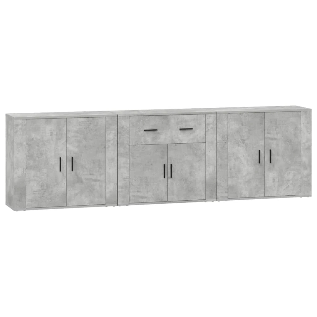 Credenza buffet cassettiera mobile contenitore organizer cucina soggiorno soggiorni 3 pz derivati ​​del legno grigio 02_0037123