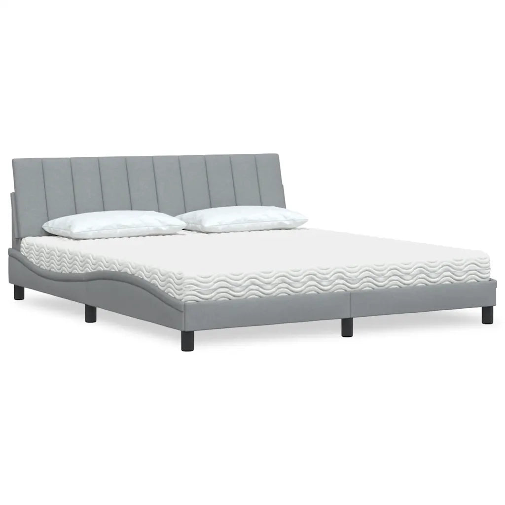 Letto con Materasso Hanko Grigio Chiaro180x200 cm Tessuto 3310545