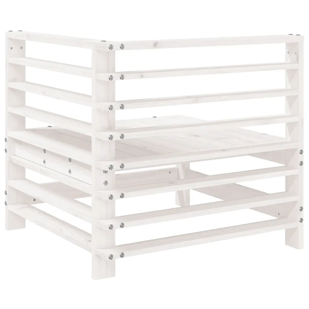 Divano Angolare da Giardino-Sofa da Giardino-Divanetto da esterno Bianco in Legno Massello di Pino 751857