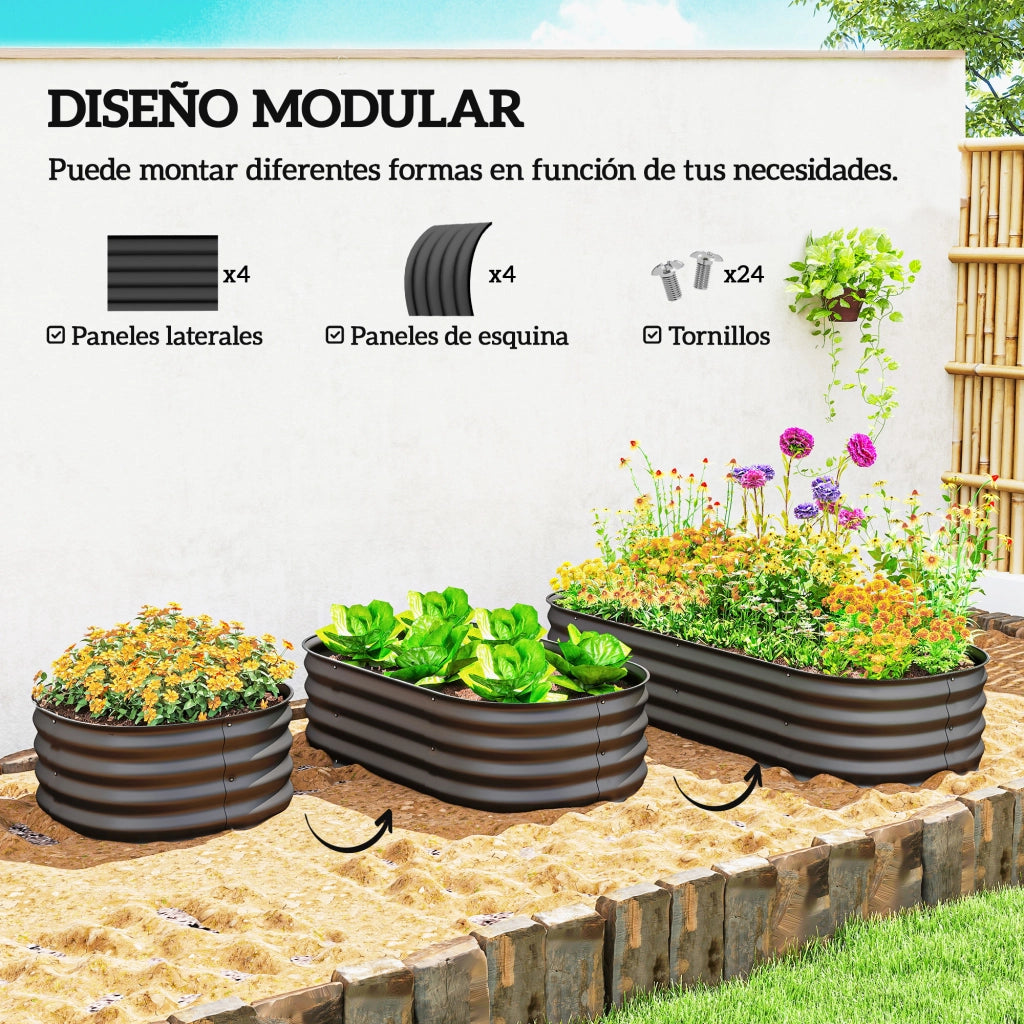 Fioriera Grande per Giardino ¨C Minimal ¨C Acero Galvanizzato Grigio 150x62x30 cm