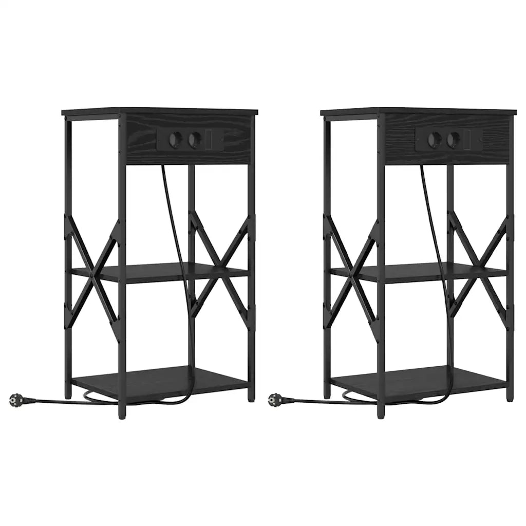 Armadio da Notte 2 pcs Rovere Nero 41 x 31 x 76 cm 859526