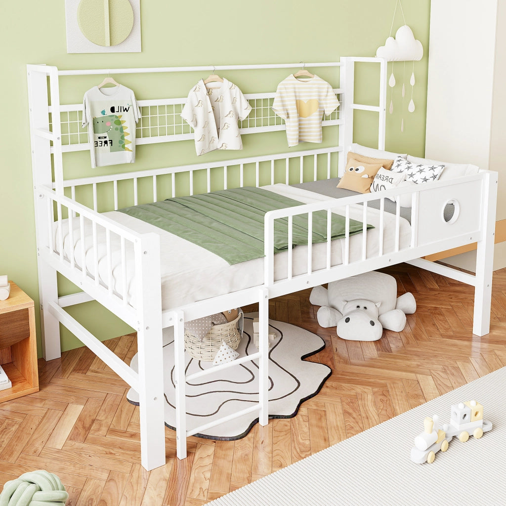 LETTO A CASTELLO BASSO 90 x 200 cm in metallo bianco
