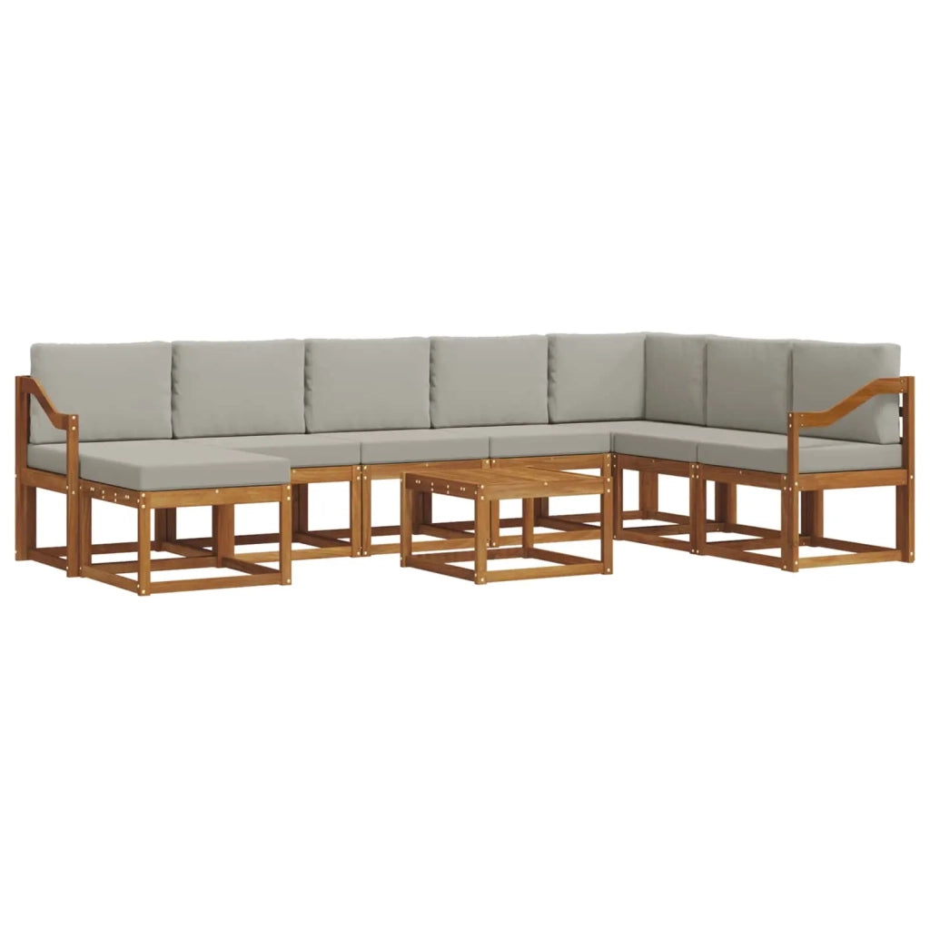 Set di divani da esterno 9 pcs Grigio Naturale e Chiaro