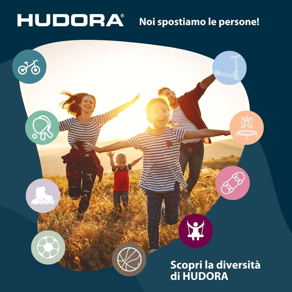 HUDORA Monopattino BigWheel 205 - in alluminio resistente - Monopattino pieghevole regolabile con cavalletto - sportivo per bambini e adulti fino a 100 kg - nero/rosso