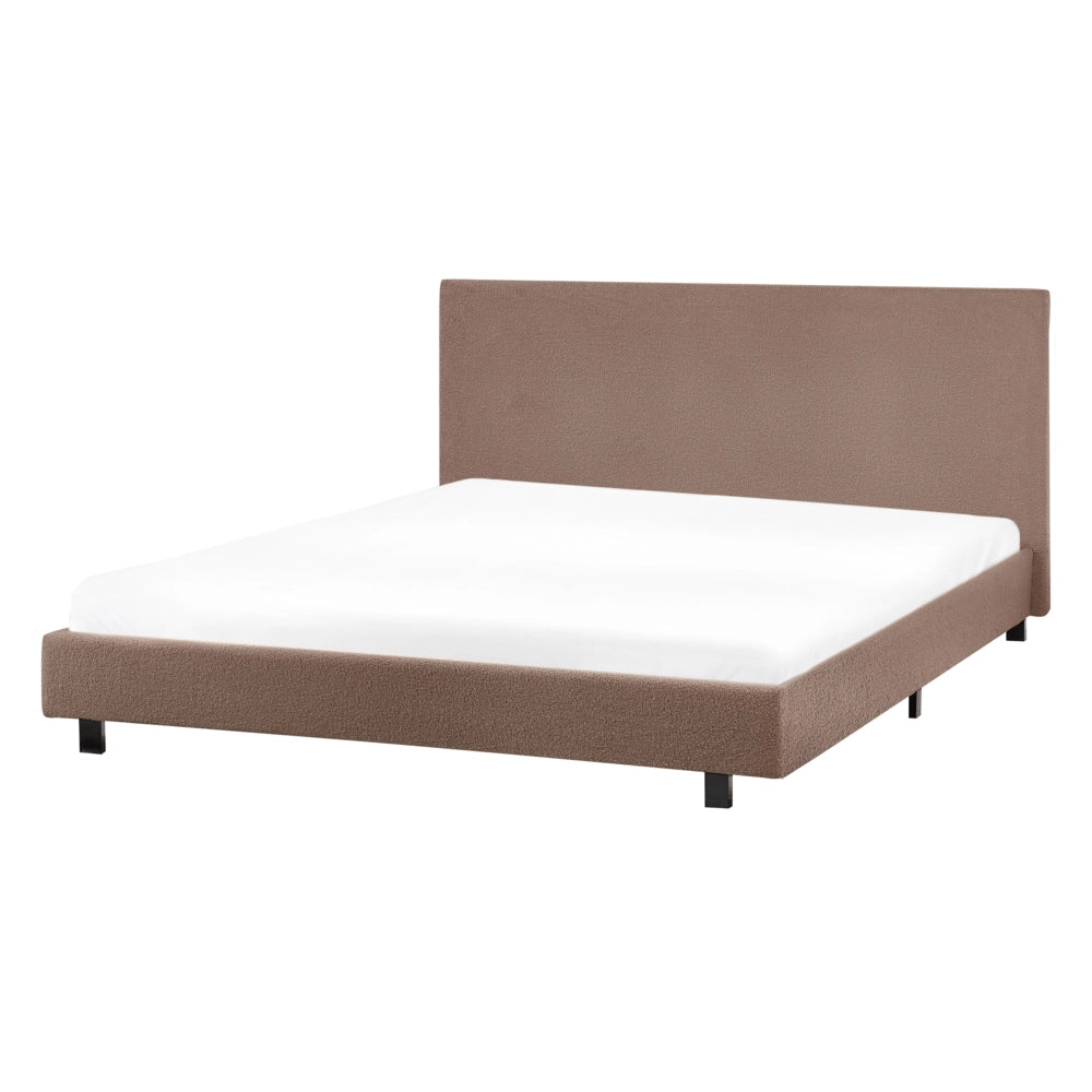 Letto matrimoniale ad acqua in bouclé marrone 140 x 200 cm poggiatesta Design moderno