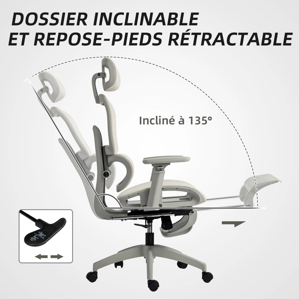 Sedia da ufficio ergonomica reclinabile in rete ¨C zephmum ¨C beige