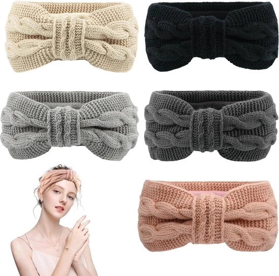 Cintura invernale per donne - Orecchini caldi in maglia - Cintura di pelliccia per capelli - Accessori per capelli - Elasticizzata.