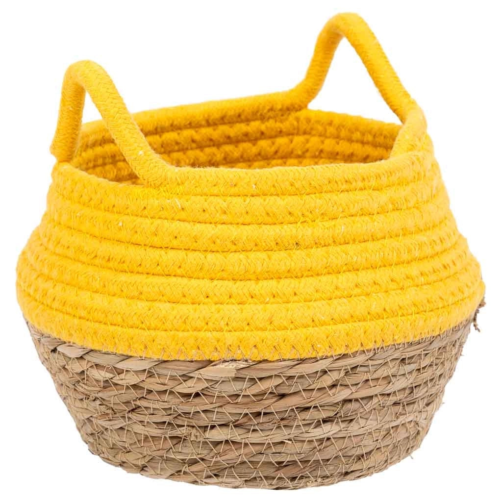 Cesto in fibra naturale e cotone giallo d18x13/16,5h