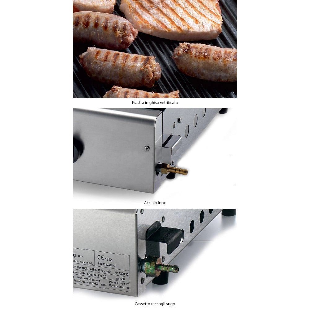 Doppia Piastra di Cottura in Ghisa a Gas GPL e Metano Ompagrill Plancha Double 4069/M